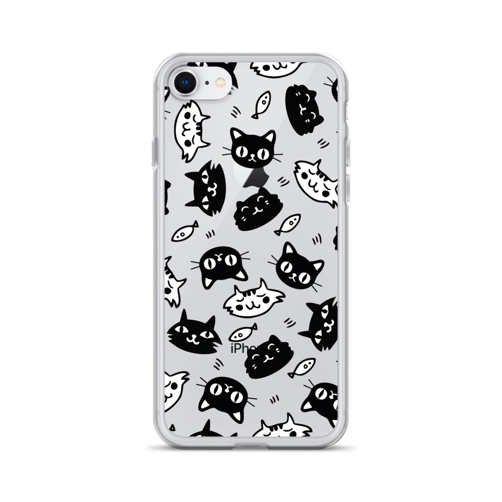 Black&White Cats Pattern iPhone Case