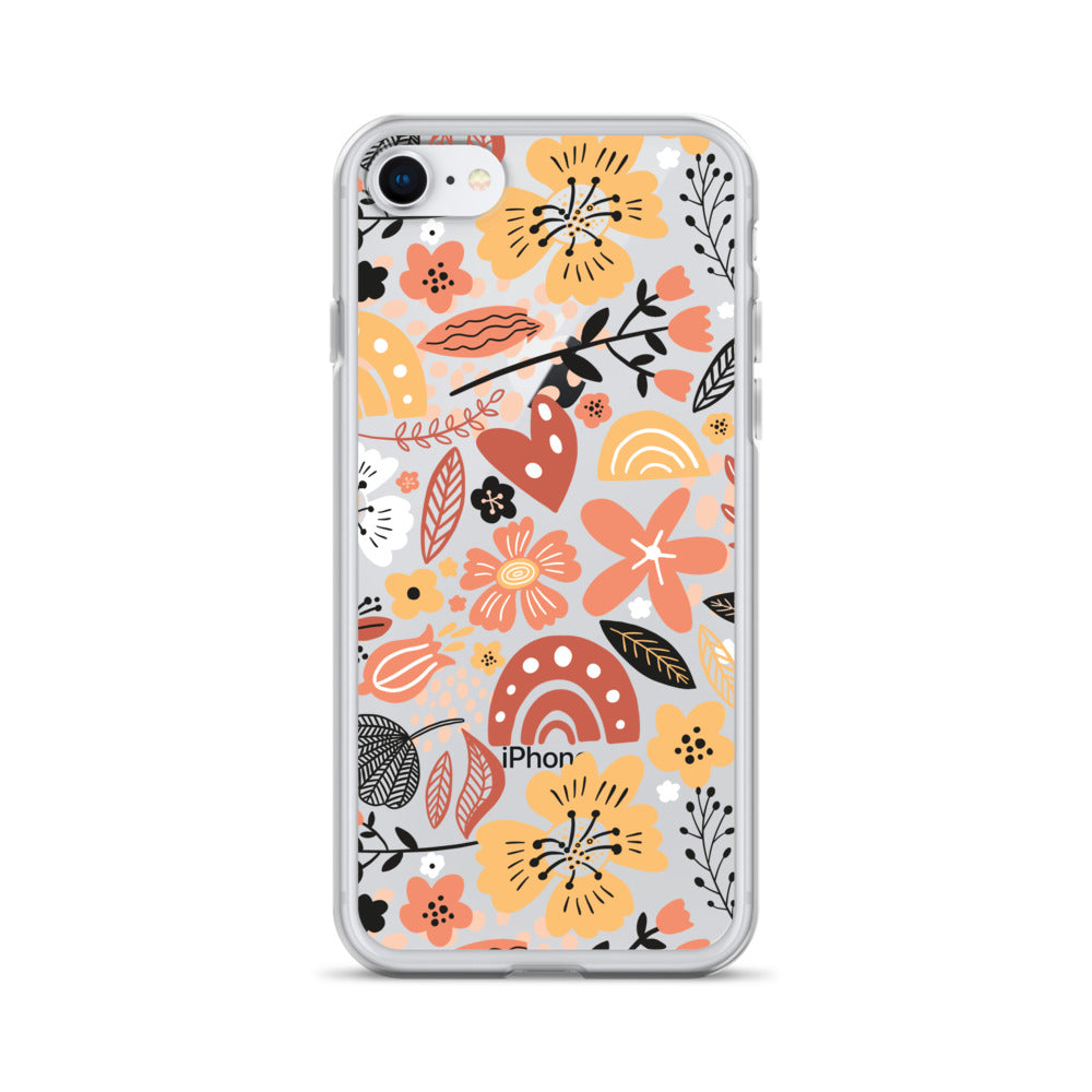 Boho Yellow Flowers Clear iPhone Case