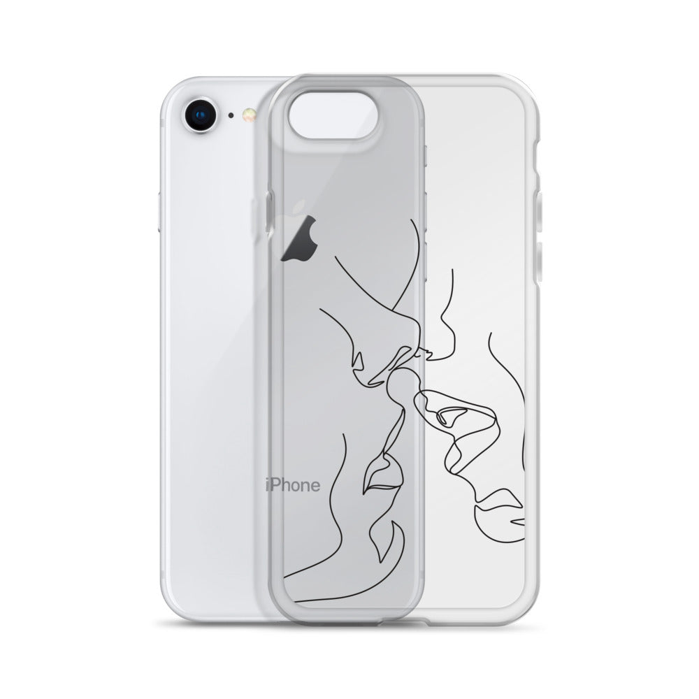 Love Kiss Line Art iPhone Case