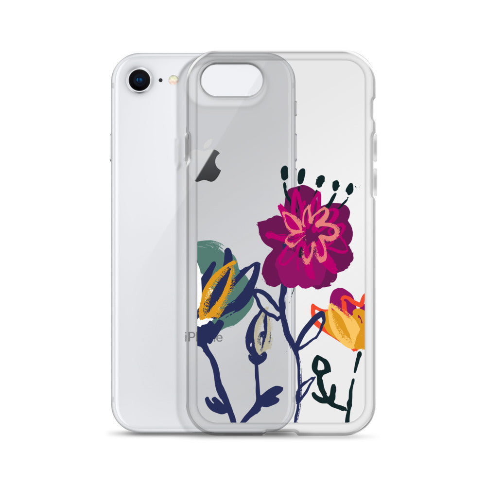 Handdrawn Clear Floral iPhone Case