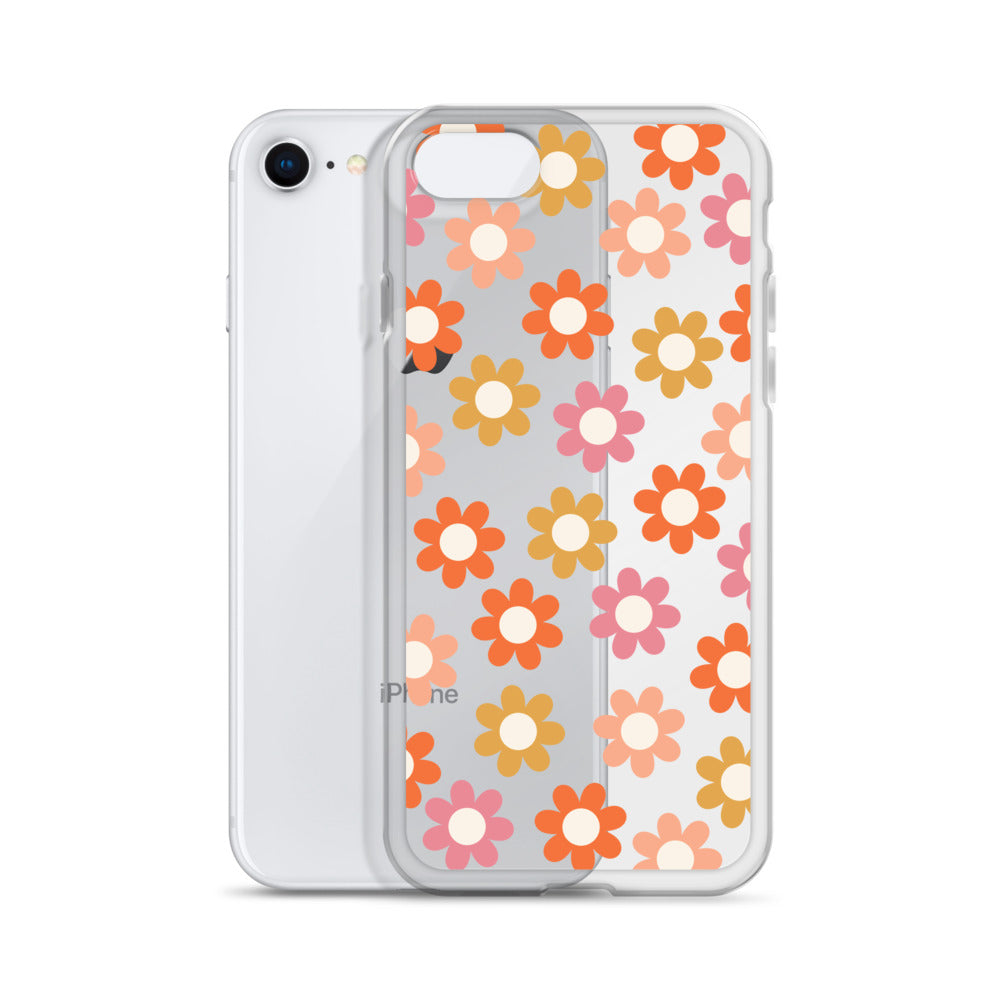 70s Hippie Floral iPhone Clear Case