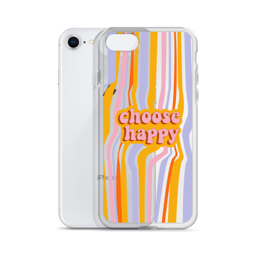 Choose Happy Retro iPhone Clear Case - HypeSheriff
