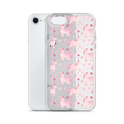 Childish Pink Unicorn Pattern iPhone Case