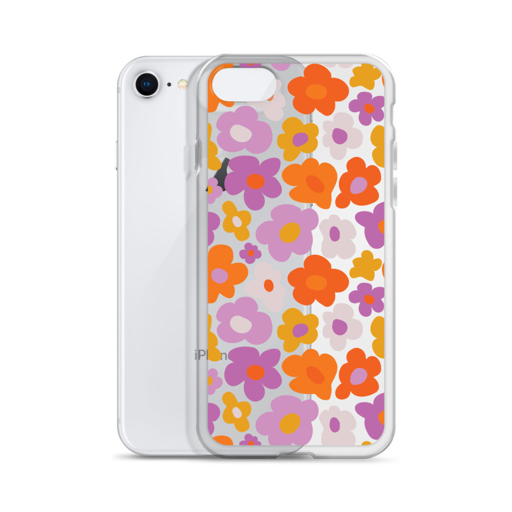 Retro 60s 70s Flower Clear iPhone Case