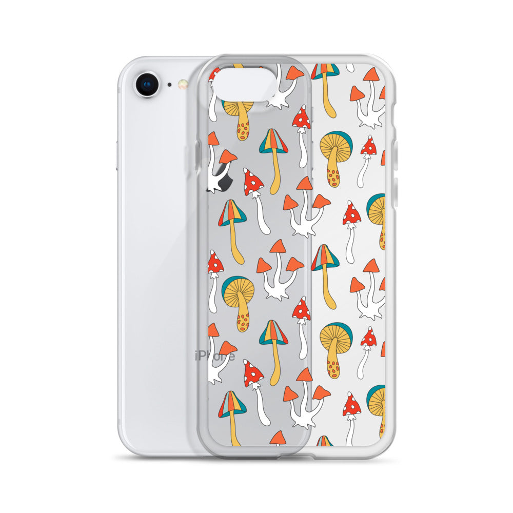 Groovy Mushrooms 70s Clear iPhone Case