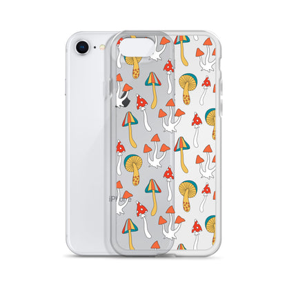 Groovy Mushrooms 70s Clear iPhone Case