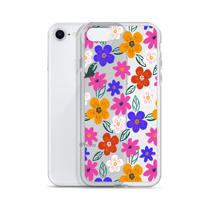 Colorful Hand drawn Flowers iPhone Case