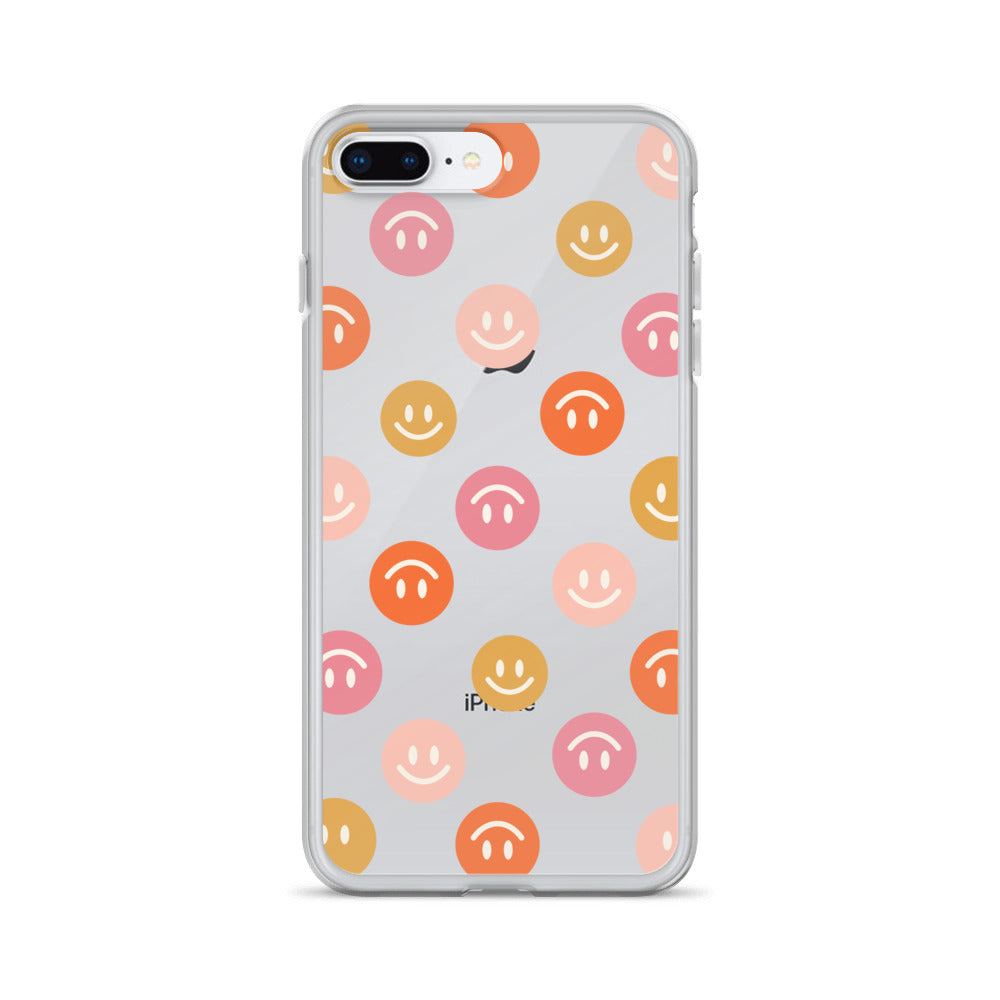 Smiling Faces Pattern iPhone Clear Case - HypeSheriff