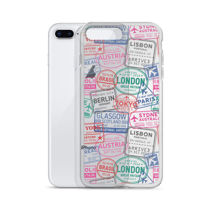 Travel Stamps Clear iPhone Case