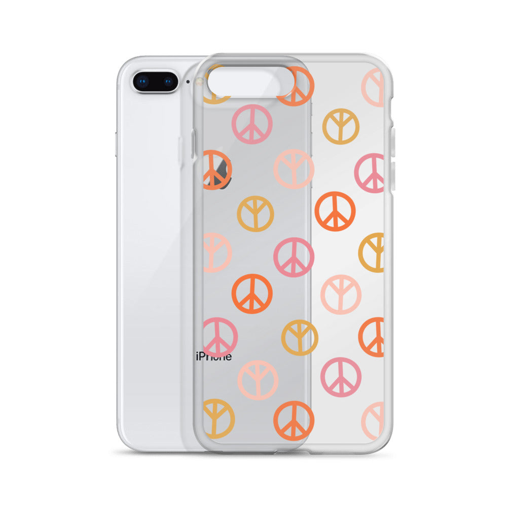 Retro Love&Peace iPhone Clear Case