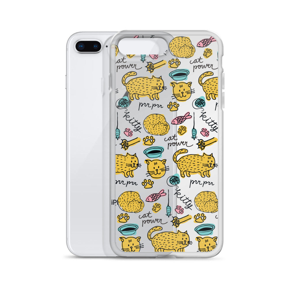 Cat Power Pattern iPhone Clear Case