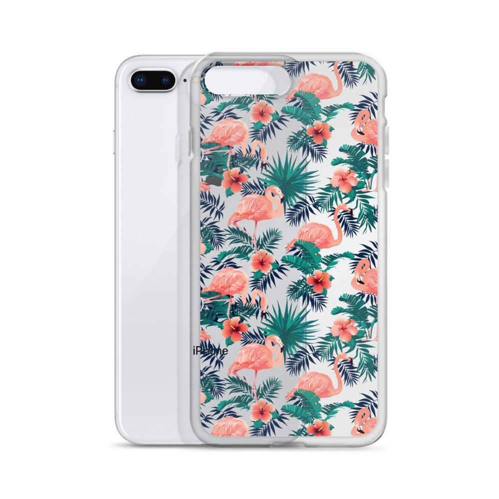 Pink Flamingo Tropical Pattern iPhone Case