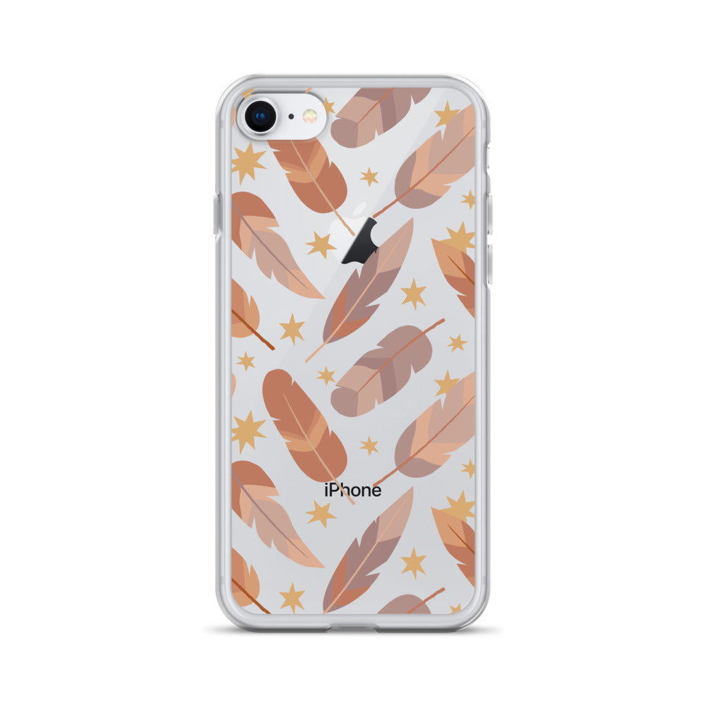 Beige Boho Feather Pattern iPhone Case