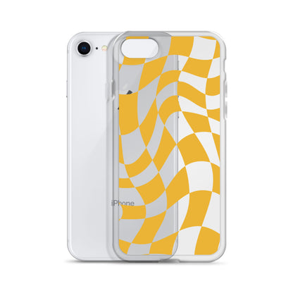 Yellow Retro Checkered iPhone Case