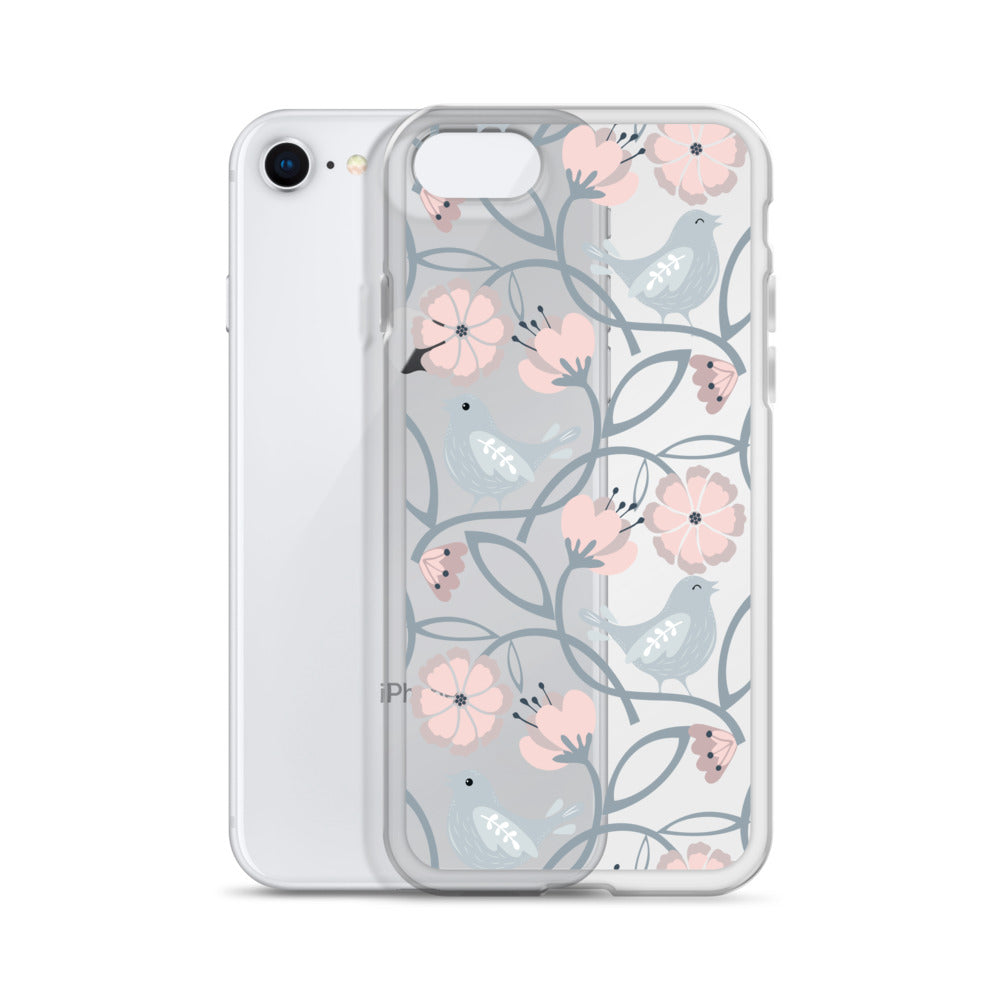 Grey Nature Birds Artistic iPhone Case