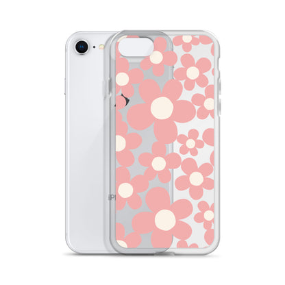 Pink Retro Floral Pattern 60s iPhone Case