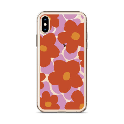 70s poppies drawing - iPhone Clear Case