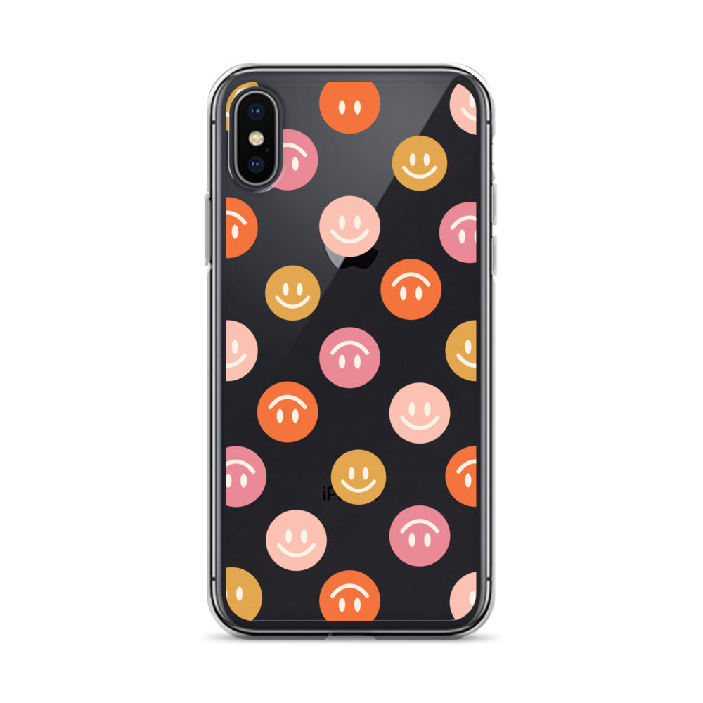Smiling Faces Pattern iPhone Clear Case - HypeSheriff