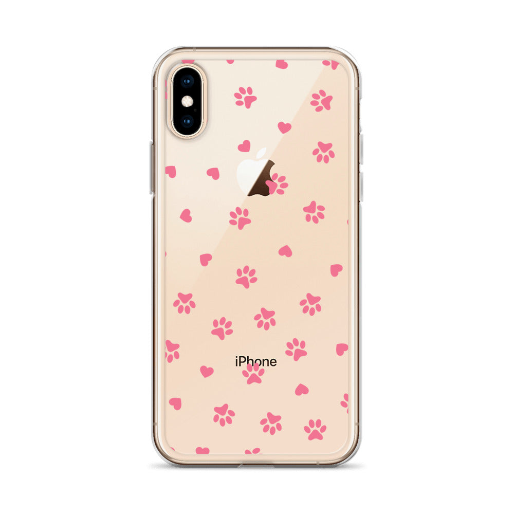 Cute Pink Tiny Paws with Hearts iPhone Case