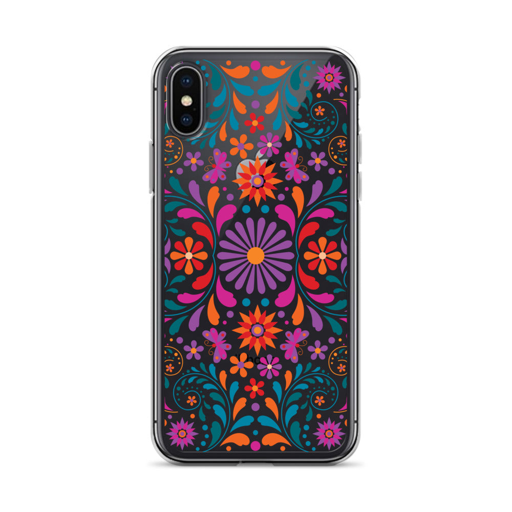 Colorful Mexican Floral Clear iPhone Case