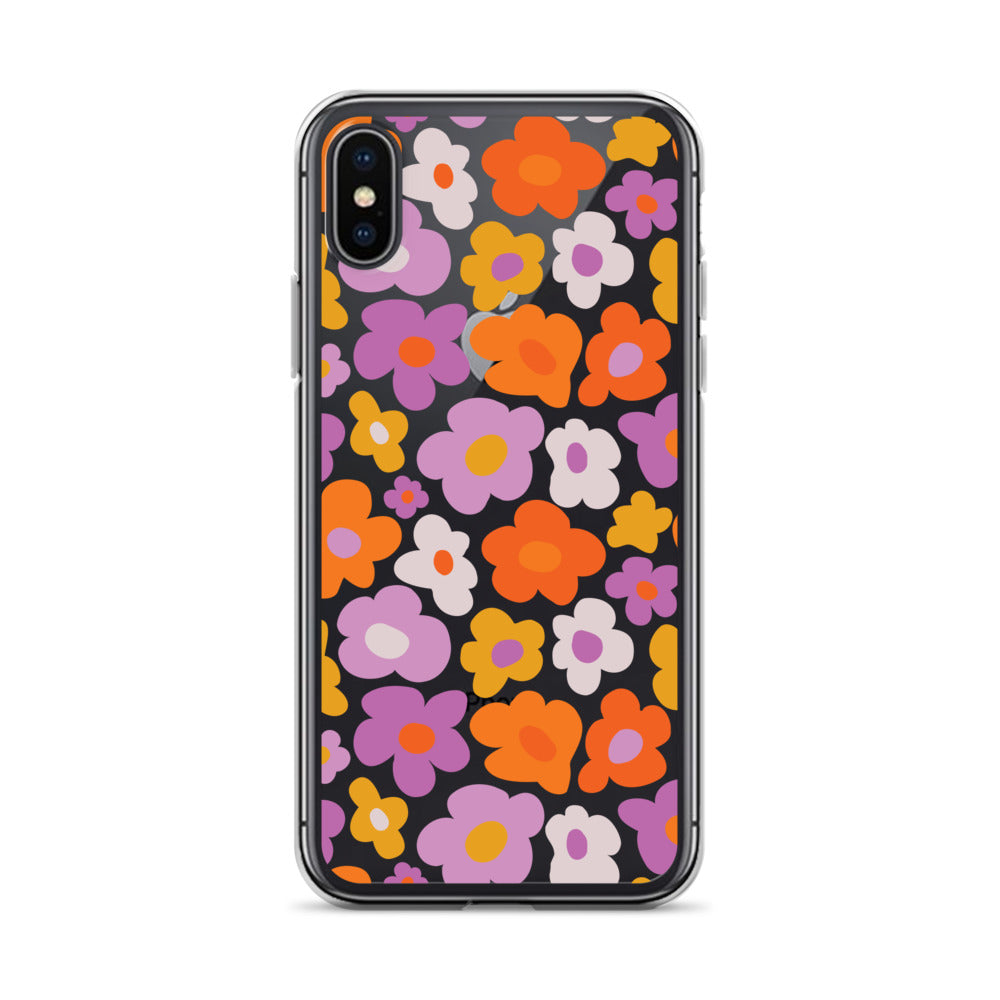 Retro 60s 70s Flower Clear iPhone Case