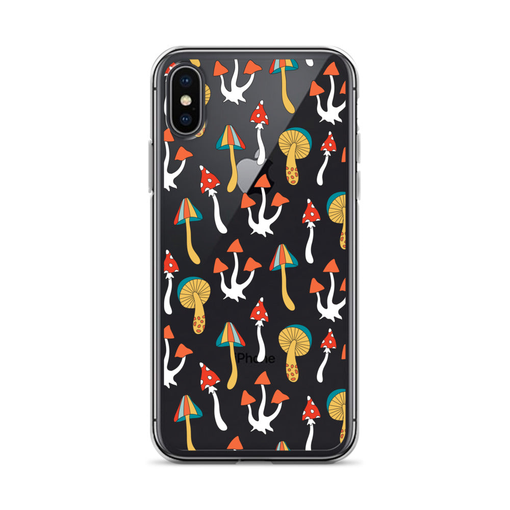 Groovy Mushrooms 70s Clear iPhone Case