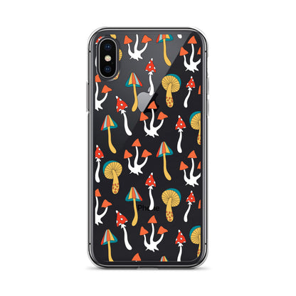 Groovy Mushrooms 70s Clear iPhone Case