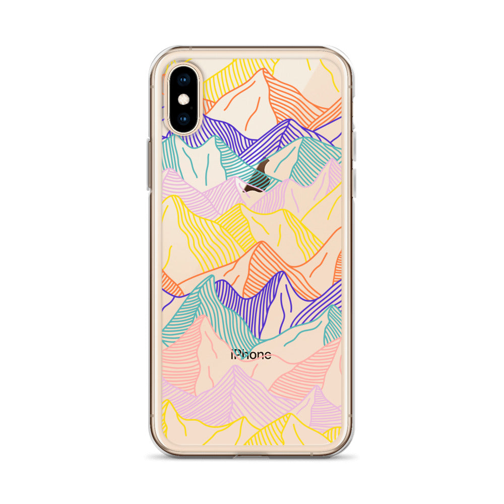 Colorful Mountains, Line Art iPhone Case