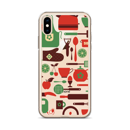 Retro Kitchen Accessories Pattern iPhone Case