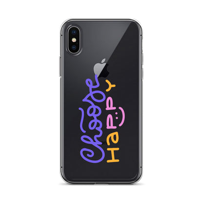 Choose Happy Typography Clear iPhone Case