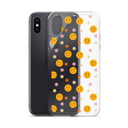 70s Retro Smiley Face Pattern iPhone Case