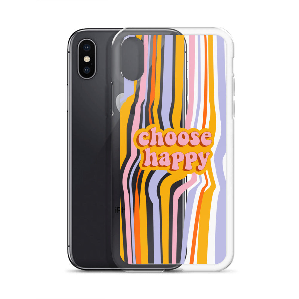 Choose Happy Retro iPhone Clear Case - HypeSheriff