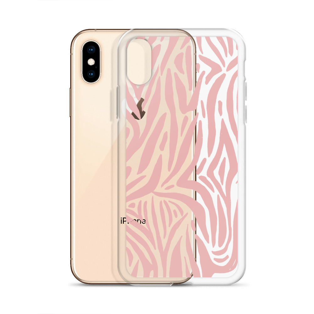 Pink Modern Zebra Pattern iPhone Case