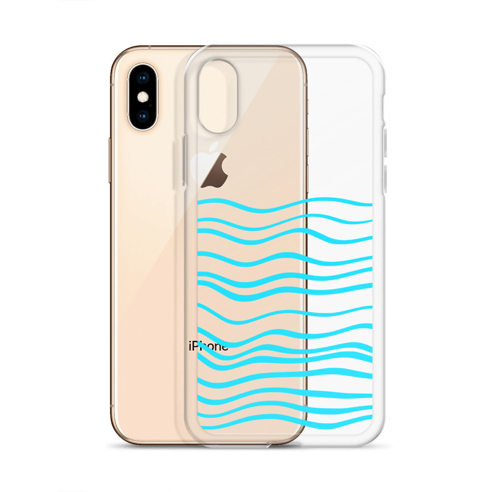 Blue Sea Line Art Clear iPhone Case