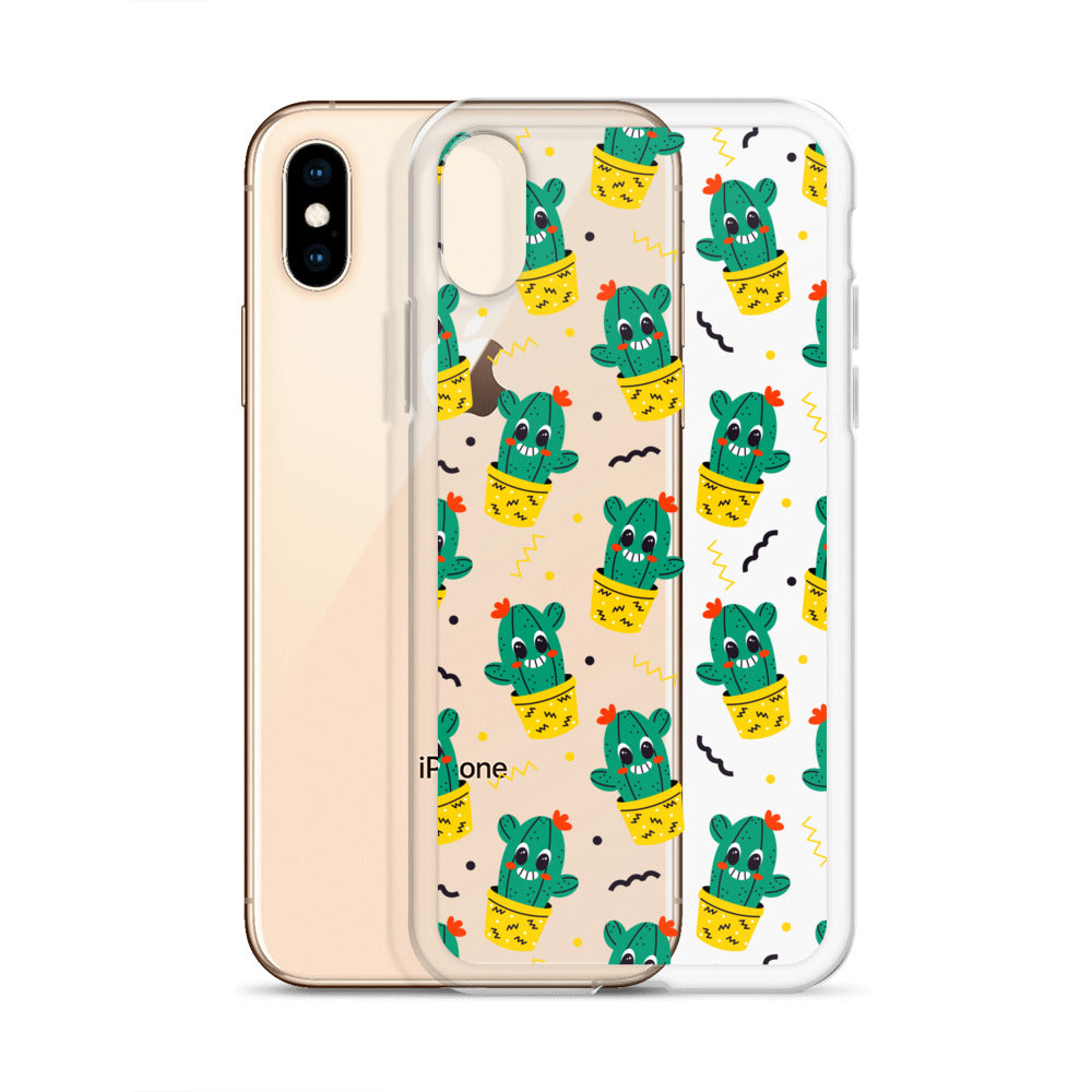 Funny Happy Cactus Pattern iPhone Case