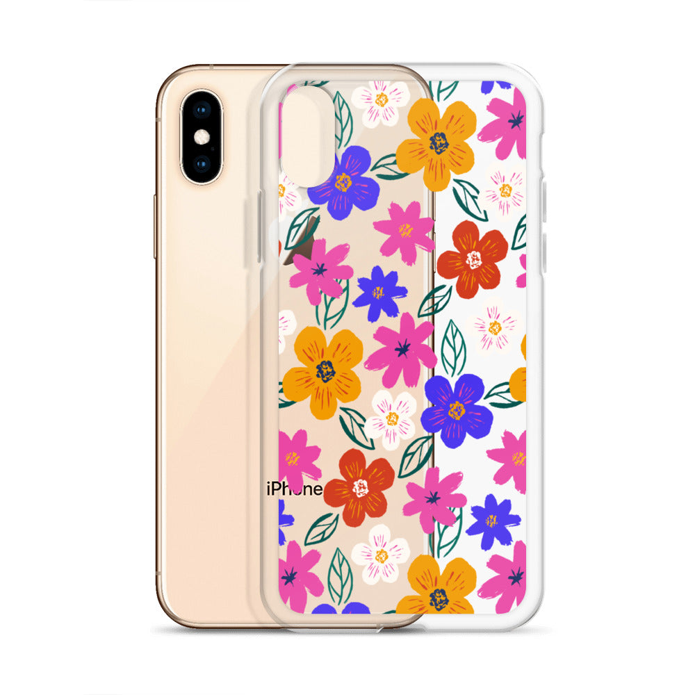 Colorful Hand drawn Flowers iPhone Case