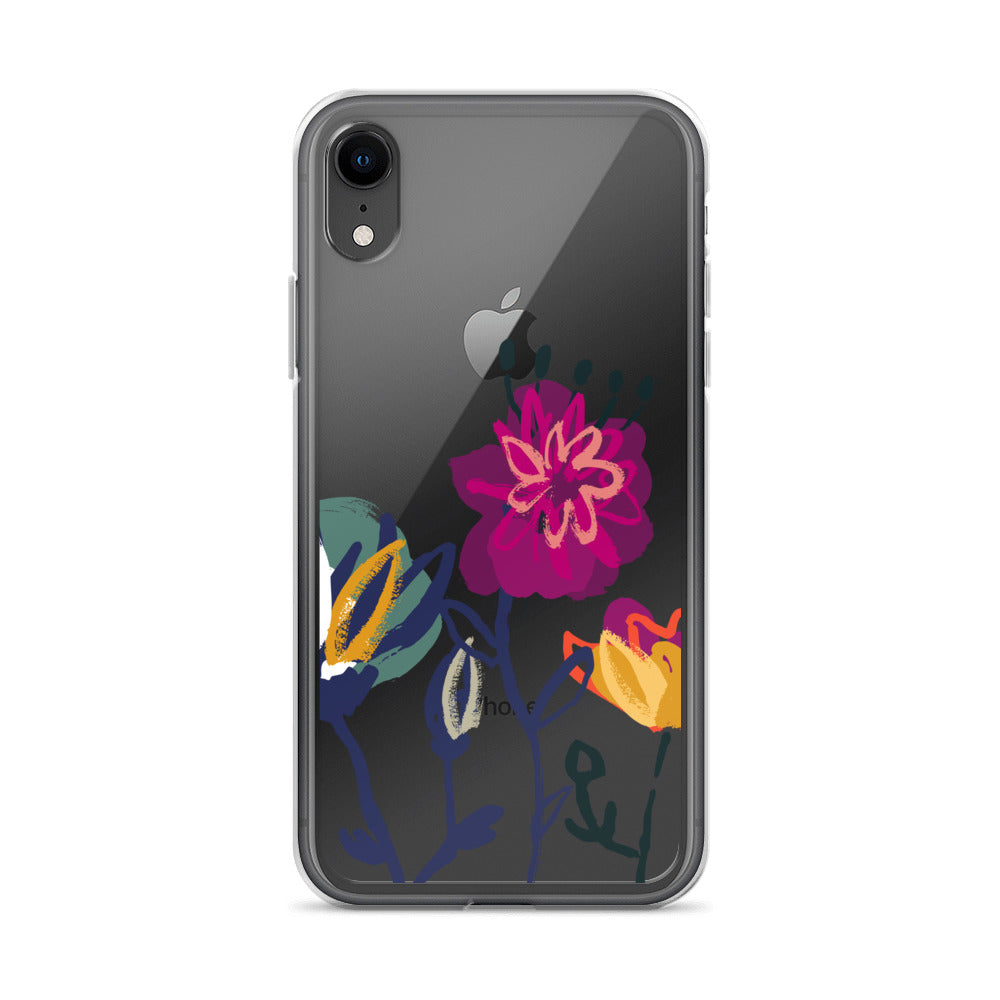 Handdrawn Clear Floral iPhone Case