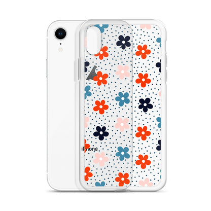 Blue Dots Floral iPhone Case
