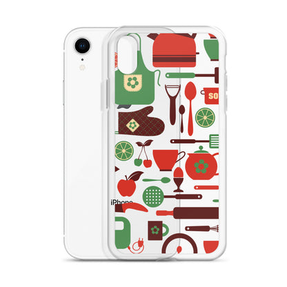 Retro Kitchen Accessories Pattern iPhone Case