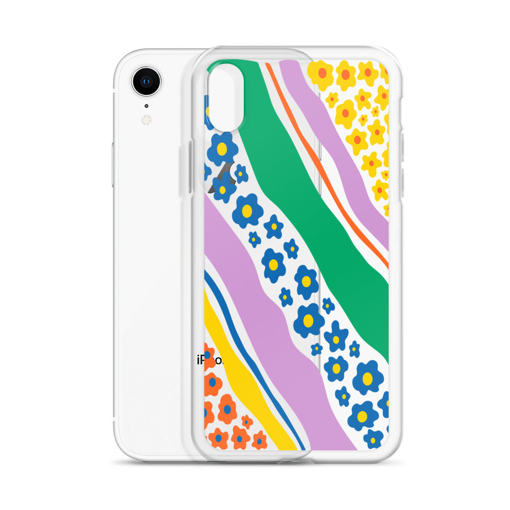 Retro Colorful Abstract Floral iPhone Case