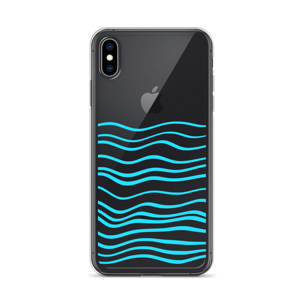 Blue Sea Line Art Clear iPhone Case