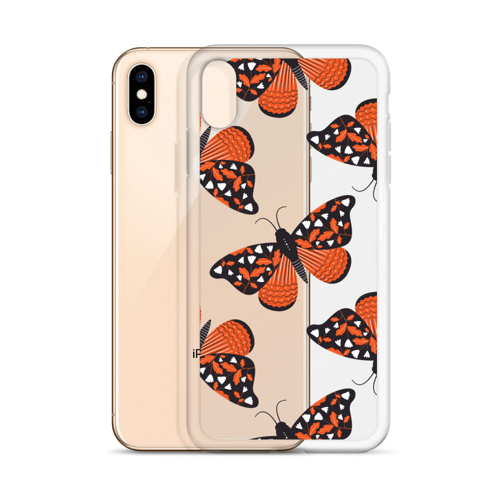 Boho Butterflies Pattern Clear iPhone Case