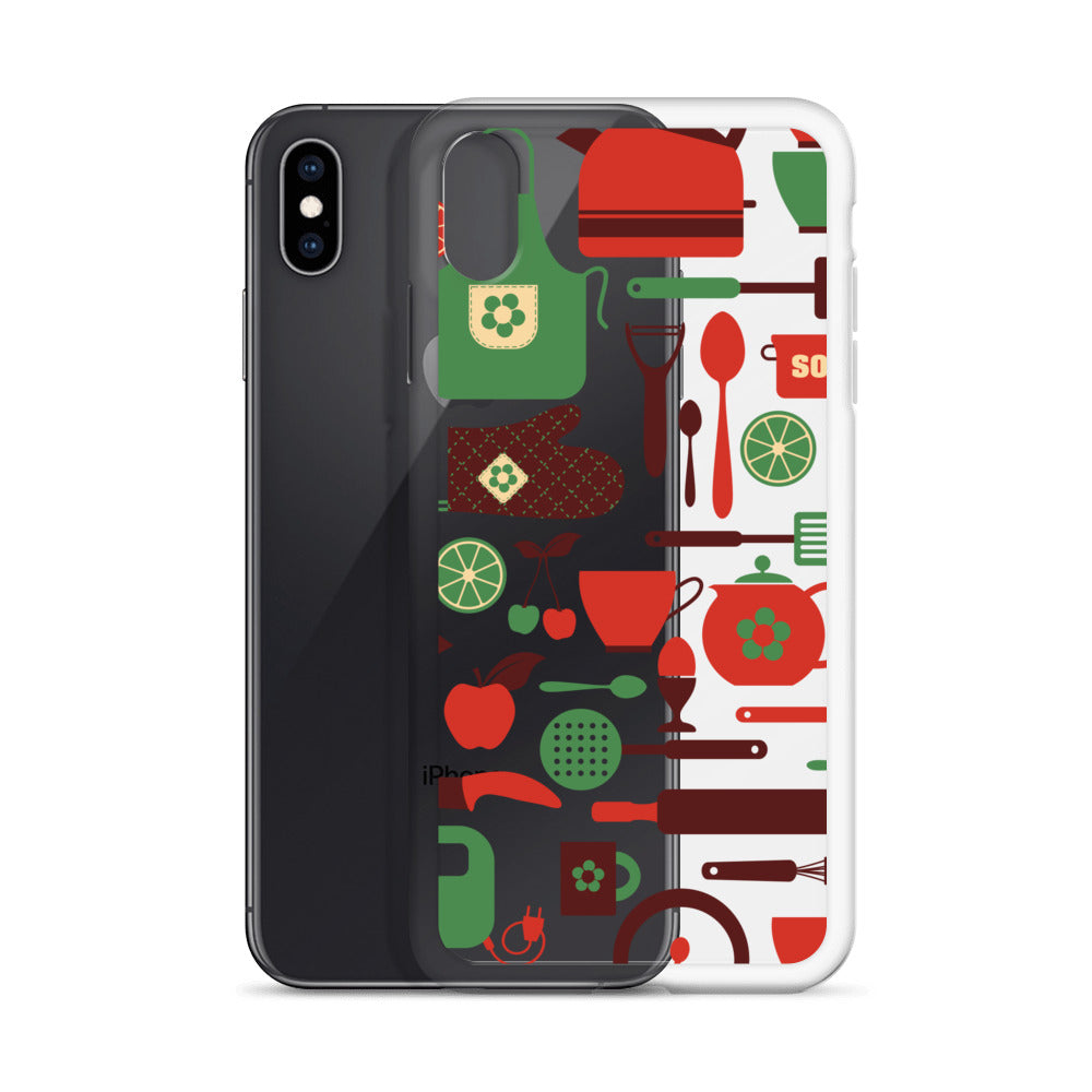 Retro Kitchen Accessories Pattern iPhone Case