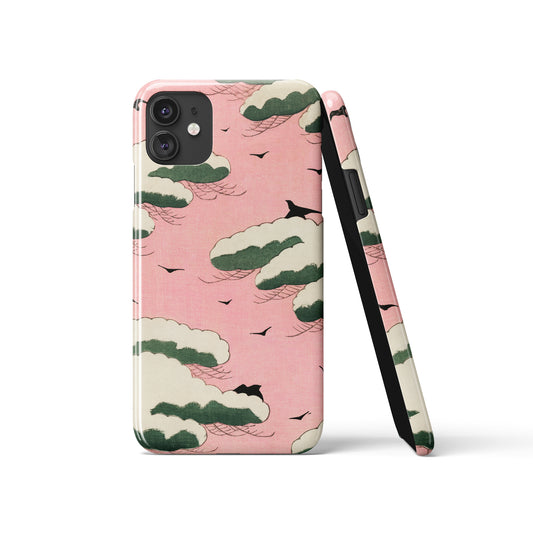 iPhone Case with Japanese Woodcut Print - Pink Sky