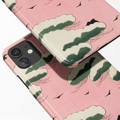 iPhone Case with Japanese Woodcut Print - Pink Sky