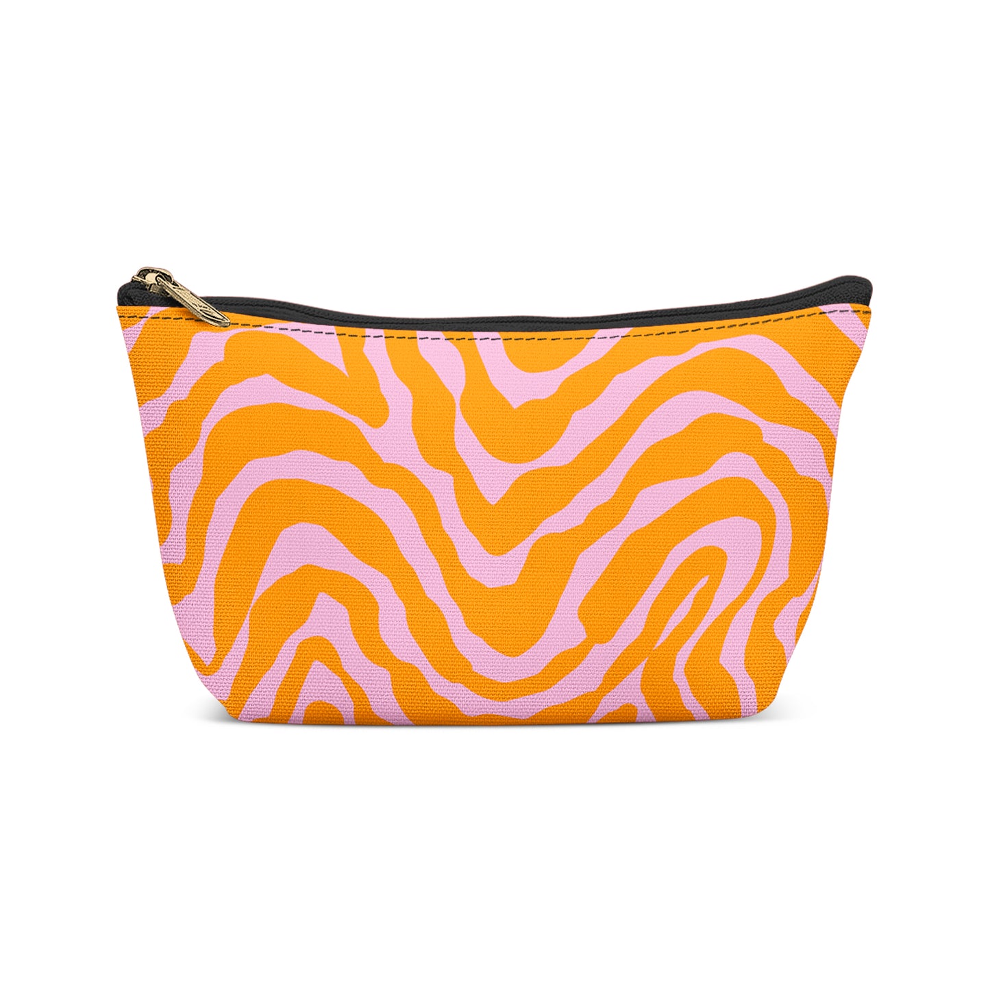 Pink and orange botanical makeup bag