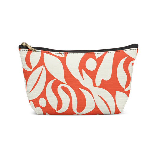 Red and white floral make-up bag