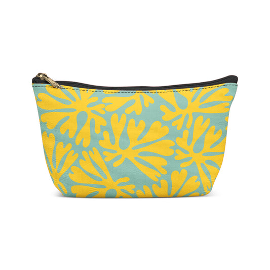 Blue and yellow makeup bag