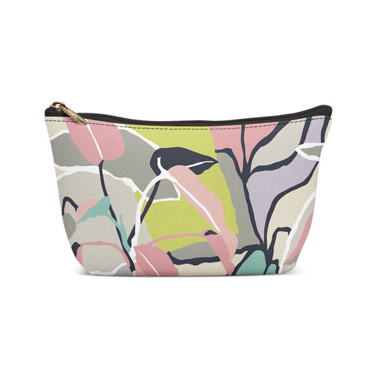 Makeup bag with hand-drawn floral pattern