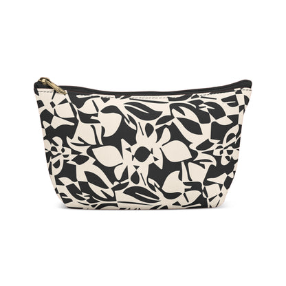 Black and white floral make-up bag